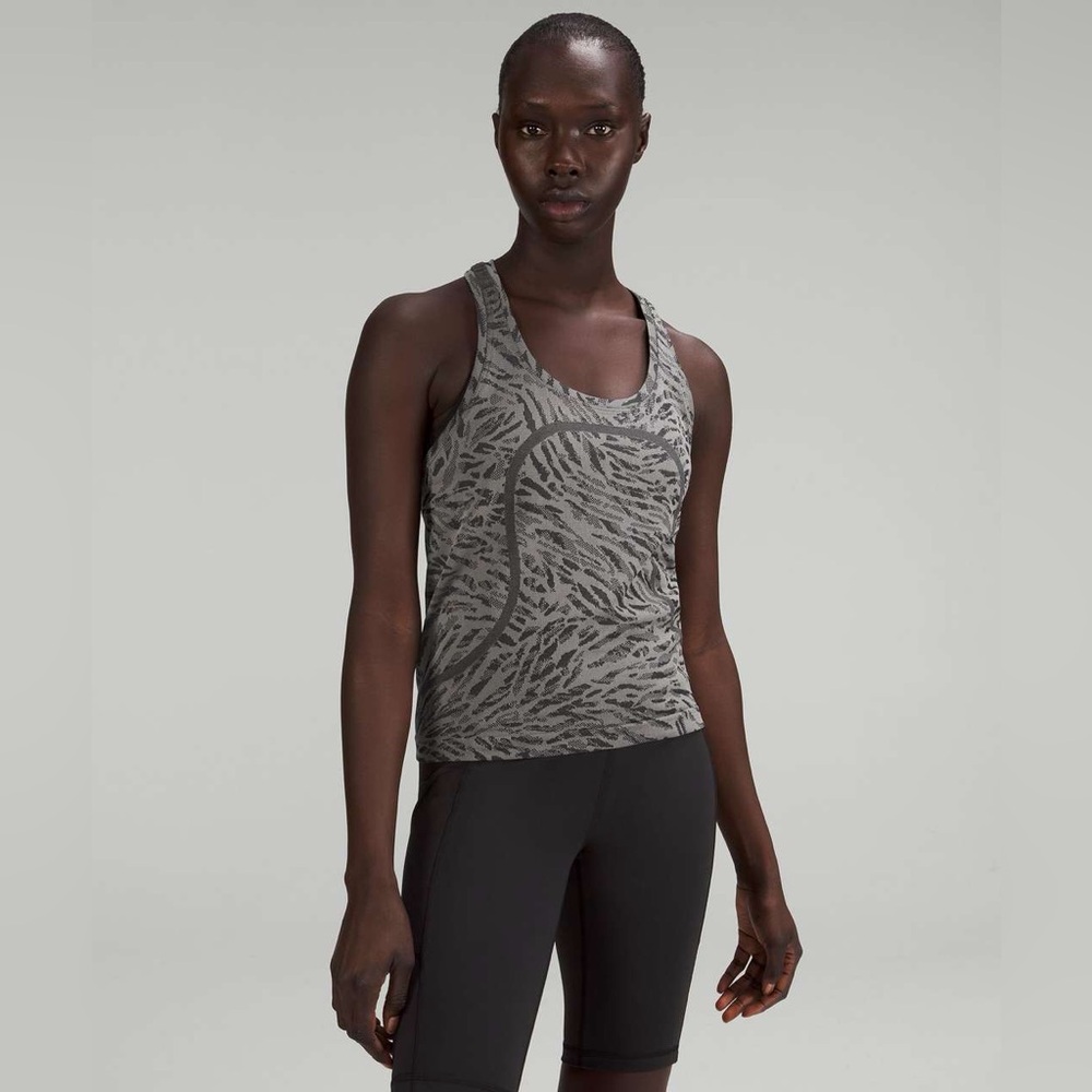 Lululemon Swiftly Tech Racerback Tank Top‎ 2.0 Primal Black / Grey Size 12